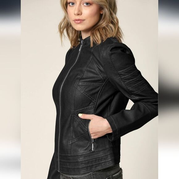 MADE BY JOHNNY Vegan Leather Moto Jacket Size XL Edgy Streetwear Fall Layers - Picture 1 of 8